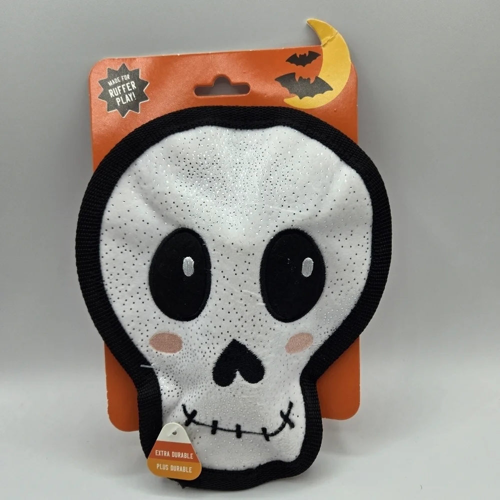 Fringe Halloween Skull Bone Headed Durable Plush Dog Toy